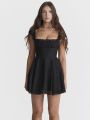 2023 Summer Elegant White Lace Strap Mini Dress For Women Fashion Sleeveless Backless Loose Short Dresses Pure Color Shapewear. 