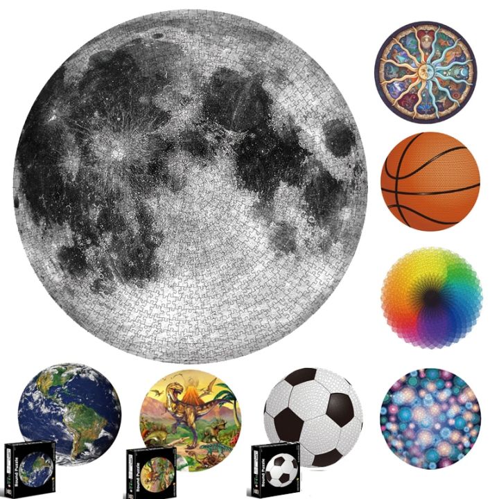 Halloween 65CM Round Puzzle 1000 Pieces Kid 3D Earth Moon Constellation Rainbow Paper Assemble Jigsaw Puzzle Games Education Toy For AdultDolls Accessories