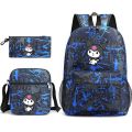 My Melody Kuromi Printed School Bag 3 Piece Set Pencil Case, Shoulder Bag, Backpack, Student Hugh.