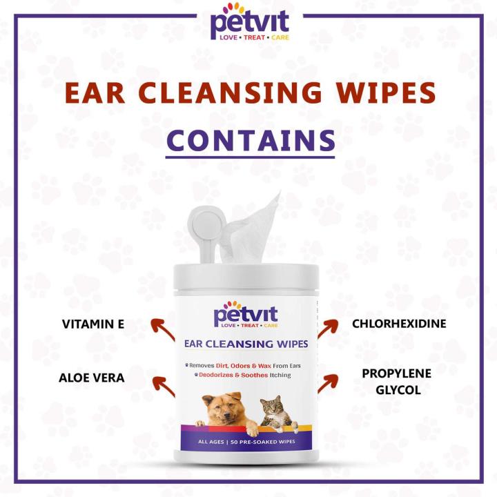 cat Ear Cleansing Wipes for Dogs and Cats 50 Wipes