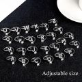 Fashion Crystal Name Letters Rings Classic Cubic Zirconia Adjustable Opening Alphabet Finger Rings For Women Girls Party Jewelry. 