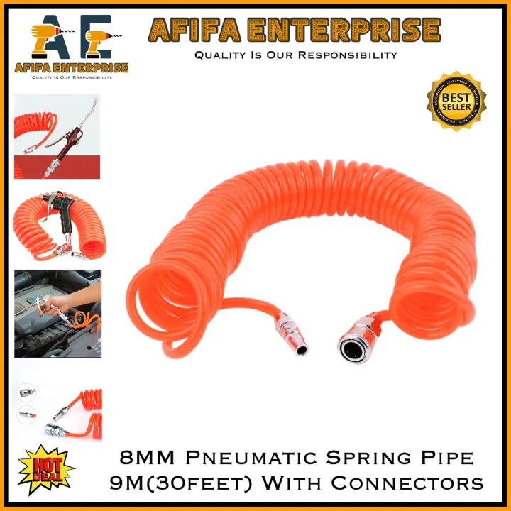 Spring Point Pipe 8mm Pneumatic Spring Pipe 9M(30feet) With Connectors | Daraz.com.bd