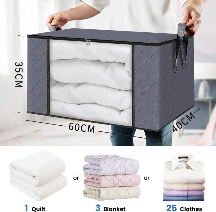 4PCS Large Clothes Storage Bags – Portable Wardrobe Organizer & Blanket Covers for Home Use