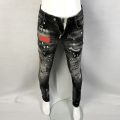 Street Fashion Men Jeans Retro Black Gray Elastic Stretch Slim Fit Ripped Jeans Men Printed Designer Hip Hop Brand Pants Hombre. 