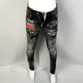 Street Fashion Men Jeans Retro Black Gray Elastic Stretch Slim Fit Ripped Jeans Men Printed Designer Hip Hop Brand Pants Hombre. 