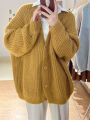 Korean Thick Needle Sweater Coat College v Collar Long Sleeve Knitted Cardigan Solid Color Casual Loose Temperament Shawl Outer Match. 