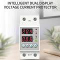 Din Rail Djustable Over Voltage And Under Voltage Protective Device Protector Relay Over Current Protection Home Usage Dual Led Display.