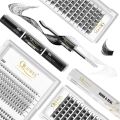 Quewel Lashes Clusters 72 Pcs DIY Eyelash Extensions Kit Bond and Seal Waterproof Long Lashting Segmented False Lash Glue Set. 