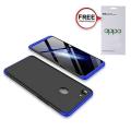 Oppo F7 360 Degree Phone Case with Free Glass Protector - Blue and Black. 