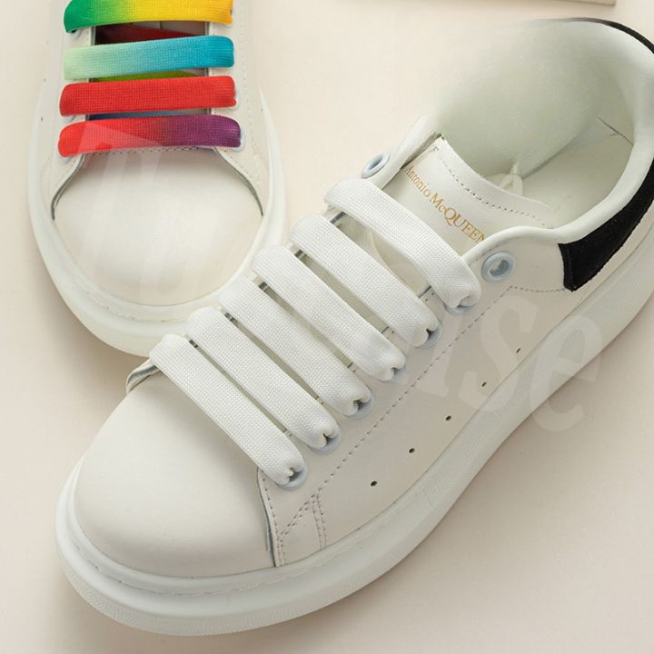 1Pair MCQ Black White Shoelaces Rainbow Shoelace Mc queen Sneaker