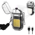Mini COB Light Electric Torch Flashlight Waterproof Lighter Plasma Dual Arc Lighter USB Rechargeable Outdoor Camping Lighters. 