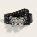 Kawaii Pink Y2k Belt Women Jeans Buckle Adjustable Multicolor Cute Heart Studded Belt Korean Fashion Y2k Accessories 105CM.