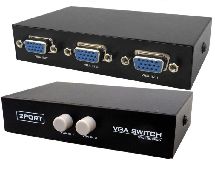 VGA 2 in 1 Out 2 Port VGA Switch Press Button Two Way VGA Video ...