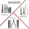 Manicure Set Pedicure Nail Clippers 12 Pieces Stainless Steel Professional-Black colour,002. 