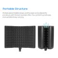 Microphone Isolation Shield with HighDensity SoundAbsorbing Sponge, 3Panel Foldable Windshield Mini Soundproof ?with Tripod Pop Filter and Microphone Sd for Studio Recording. 