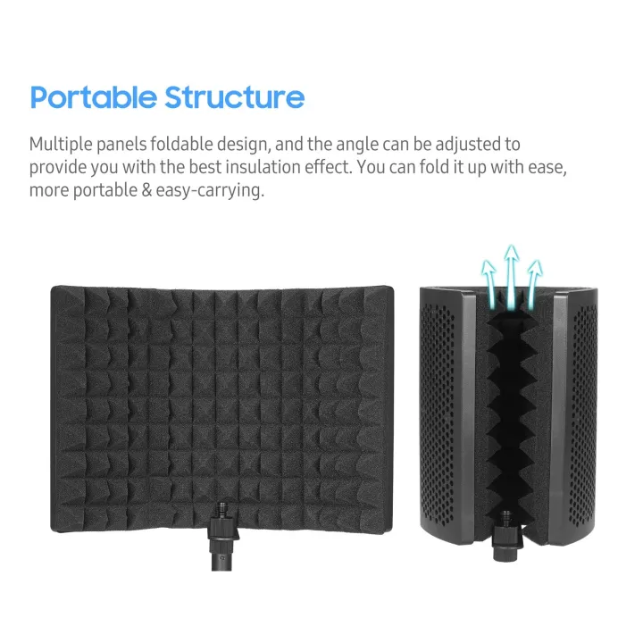 Microphone%20Isolation%20Shield%20with%20HighDensity%20SoundAbsorbing%20Sponge,%203Panel%20Foldable%20Windshield%20Mini%20Soundproof%20?with%20Tripod%20Pop%20Filter%20and%20Microphone%20Sd%20for%20Studio%20Recording%20-%20Image%208