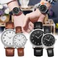 INS Couple Digital Quartz Wristwatch/ Casual Round Big Dial Lover Watches/ Simple Leather Luxury Watch Jewellery Gifts. 