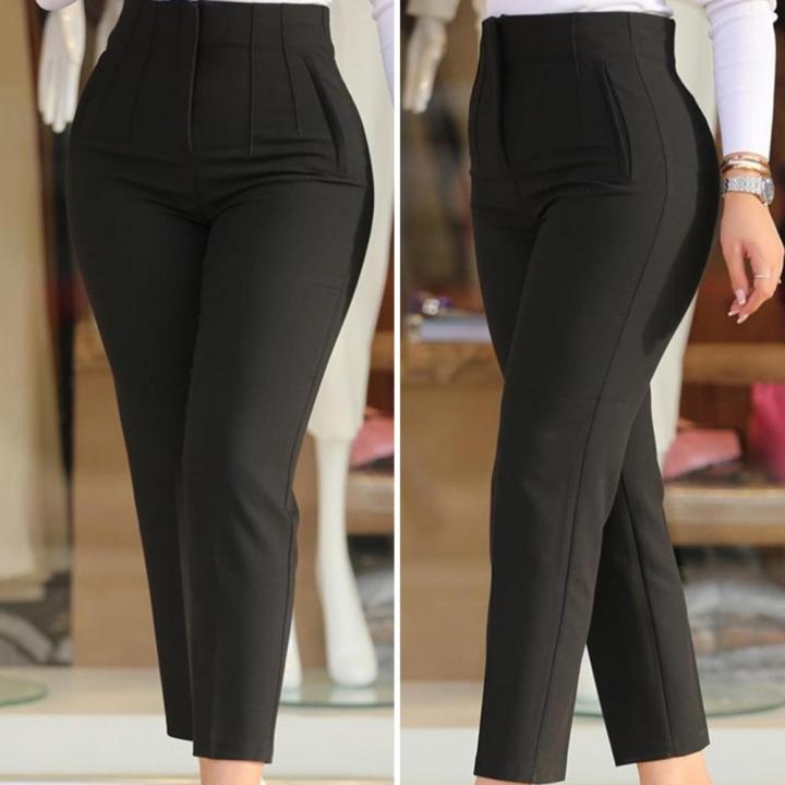 Elegant%20High%20Waist%20Cropped%20Work%20Pants%20for%20Women%20Black%20Daily%20Office%20Formal%20Wear%20Fashion%20Women's%20Trousers%202024%20-%20Image%202