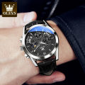 OLEVS Sports Fashion Quartz New Waterproof Leather Watch for Men - 2876.