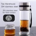 Portable Glass Tea Bottle Double Wall Tea Water Separation Mug High-End Simple Insulation Creative Drinking Tea Cup Water Bottle.