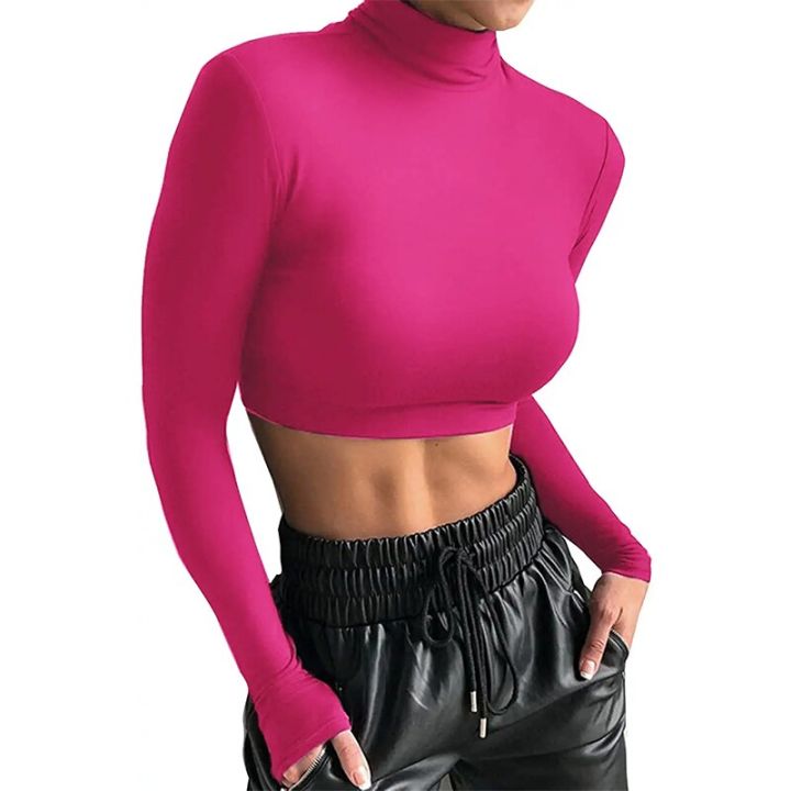 Women's%20Long%20Sleeve%20Turtleneck%20Crop%20Tops%20Fitted%20Basic%20T%20Shirt%202022%20Autumn%20Black%20Tee%20Women%20Streetwear%20Neon%20Green%20Tops%20PR655G%20-%20Image%202