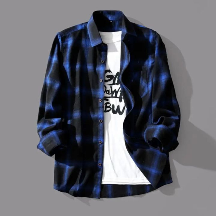 Black%20White%20Plaid%20Men%20Shirt%20Spring%20Autumn%20Casual%20Shirt%20Long%20Sleeve%20Turn-down%20Collar%20Single-breasted%20Men%20Jacket%20camisa%20masculina%20-%20Image%204