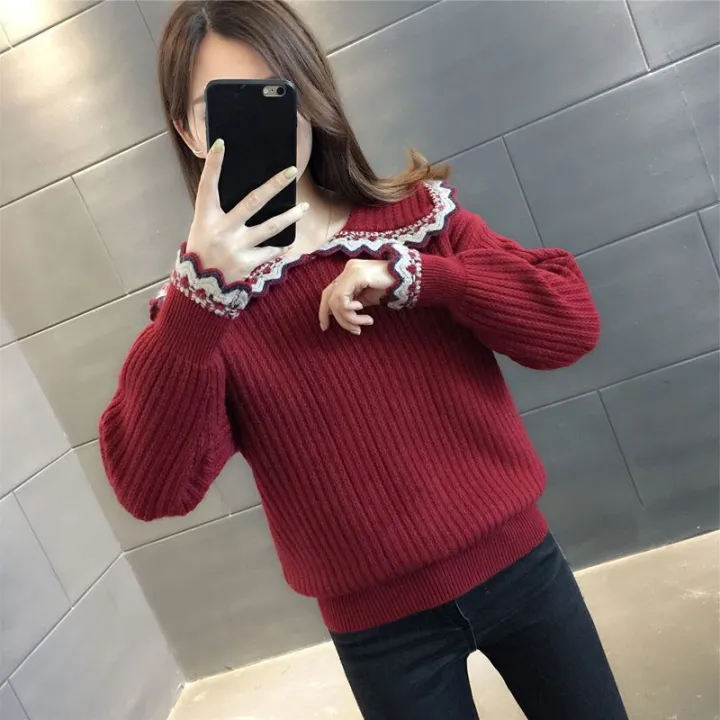 Doll%20Collar%20Sweater%20Women's%20Loose%20Outer%20Wear%20New%20Autumn%20and%20Winter%20Cute%20Sweet%20Fashion%20Sweater%20Age-Reducing%20Top%20-%20Image%205