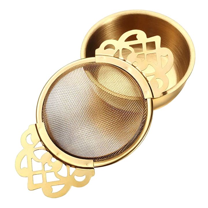 Stainless Steel Tea Strainer with Drip Bowl Easy Clean Loose Leaf Hanging Infuser Filter Kitchen Tool