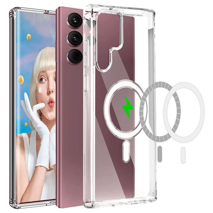 For%20Samsung%20Galaxy%20S22%20Ultra%205G%20MagSafe%20Compatible%20Shockproof%20Transparent%20Slim%20Fit%20Wireless%20Charging%20supported%20Frosted%20Border%20Phone%20Back%20Case%20Mobile%20Cover%20-%20Image%204
