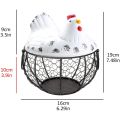 Egg Basket, Wrought Wire Restaurant Basket,Kitchen Hen Decor (White).