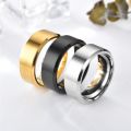 Stainless Steel Black Charms Rings Men Wedding Ring Engagement Ring 8mm Simple Men Ring Smooth Fashion Jewelry. 