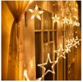 badge Golden Big Star Curtain Light, 12 Hanging Golden Star String Lights, Fairy Lights. 