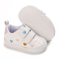 White Baby Shoes Girls Cute Heart Embroidery Sneakers Soft Sole Non-slip Infant Walking Baptism. 