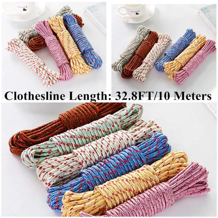 10M Heavy Duty Laundry Drying Clothesline Rope Portable Travel Nylon Cord  Sturdy Clothes Line for Outdoor,Camping,Indoor,Crafting,Art Projects,Random 