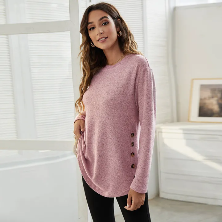 Maternity%20Clothes%20Long%20Sleeve%20Blouse%20T-Shirts%20Tees%20Spring%20Autumn%20New%20Casual%20Female%20Women%20Solid%20O-Neck%20Blouse%20Shirts%20Pullover%20Top%20-%20Image%202