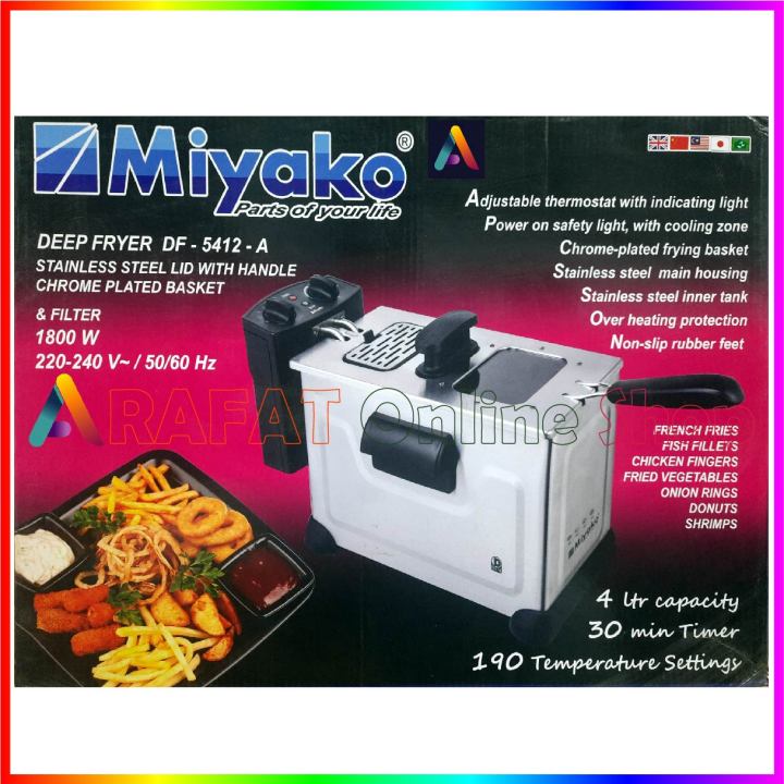 Miyako Electric Deep Fryer, DF-5412-A | 4 Litre | Miyako Deep Fryer | 1800 Watt