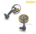Evomosa Motorcycle Bar End Looking Glass. Side Rear View Round Cafe Racer Mirror Ends. Moving adjustable Mirror Glass. Golden. 