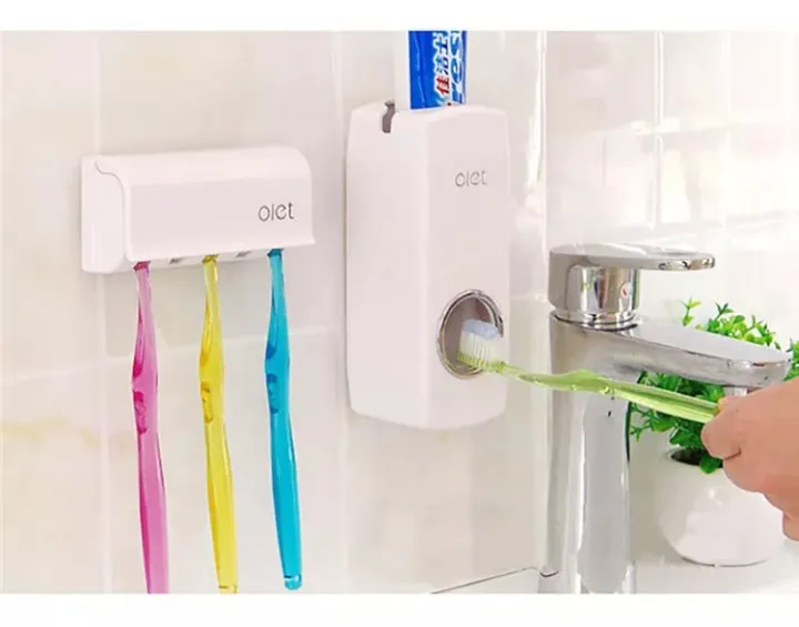 Plastic%20Toothbrush%20Holder%20Portable%205%20Colors%20Automatic%20Toothpaste%20Dispenser%20Wall%20Mount%201%20Set%20Bathroom%20Supplies%20-%20Image%205