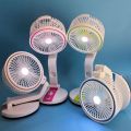 New Rechargeable Folding Table Fan with LED Light – High Speed USB Portable Desk Mini Fan & Rechargeable Table Lamp". 