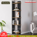 Corner Bookcase Bookshelf Shelving-corner shelf-corner design-corner rack-corner showcase-living room furniture-Corner Décor-Interior Design-Color Black&White, Black&Promoteak-HR Crafts. 