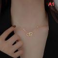Double Heart Necklace Stainless Steel Hollow Heart Pendant Clavicle Necklace Yao Store. 