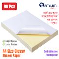 90 Pcs A4 Sticker Paper Glossy Self Adhesive Sticker Label Paper for Laser and Inkjet Printer Glossy Self Adhesive Sticker Paper A4 Sticker Paper A4 Size Self Adhesive Label Sticker Paper White Off White. 