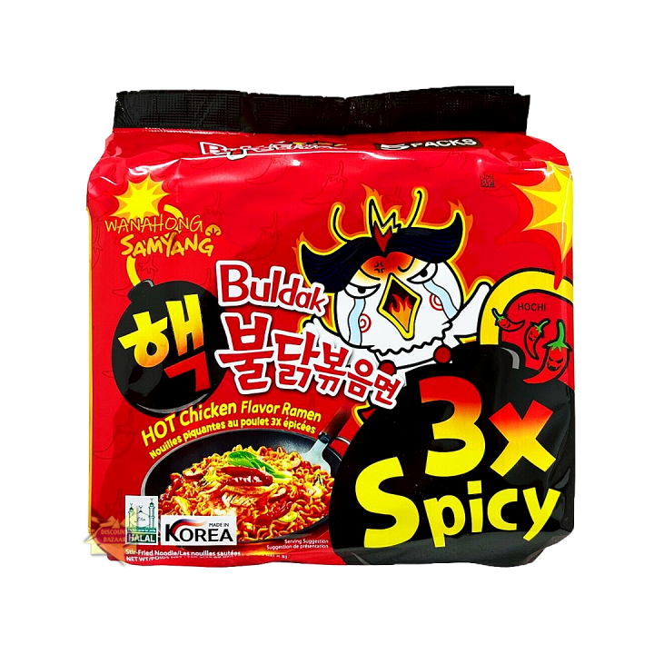 Korean 3x Spicy HOT Chicken Flavor  5 in 1 Pack 700gm