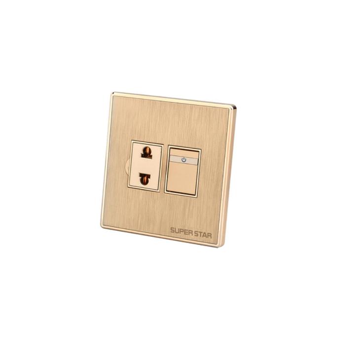 Super Star Glamour 10A 2 Pin Socket with Switch Neon Two 2Pin Electrical Wall Outlet