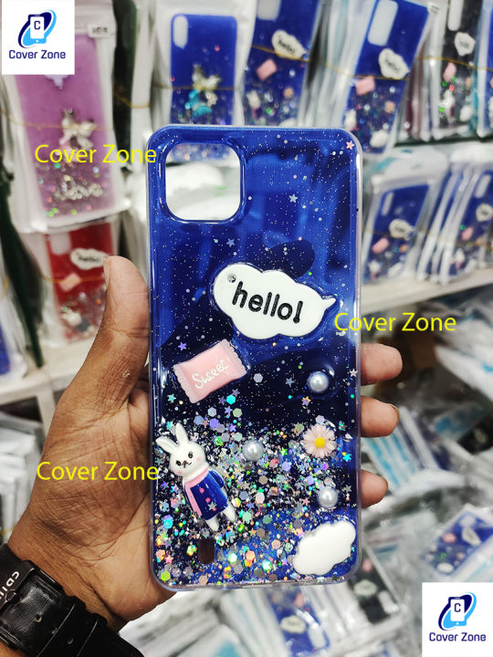 For Realme C11 3D Cartoon Glitter Quicksand Phone Case For Realme
