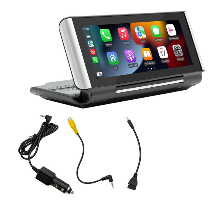 6.86Inch Car Portable Adjustable Flip Screen Car Wireless CarPlay Android Auto Touch Navigation Screen Durable Easy Install Easy to Use