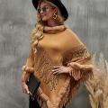 New Vintage Style Crochet Fringed Tassel Pullover/Cape/Poncho for ladies. 
