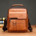 Vintage Man Bags PU Leather Shoulder Bags For Men Business Messenger Bags Male Fashion Tote Handbags Multi-pockets Crossbody Bag. 