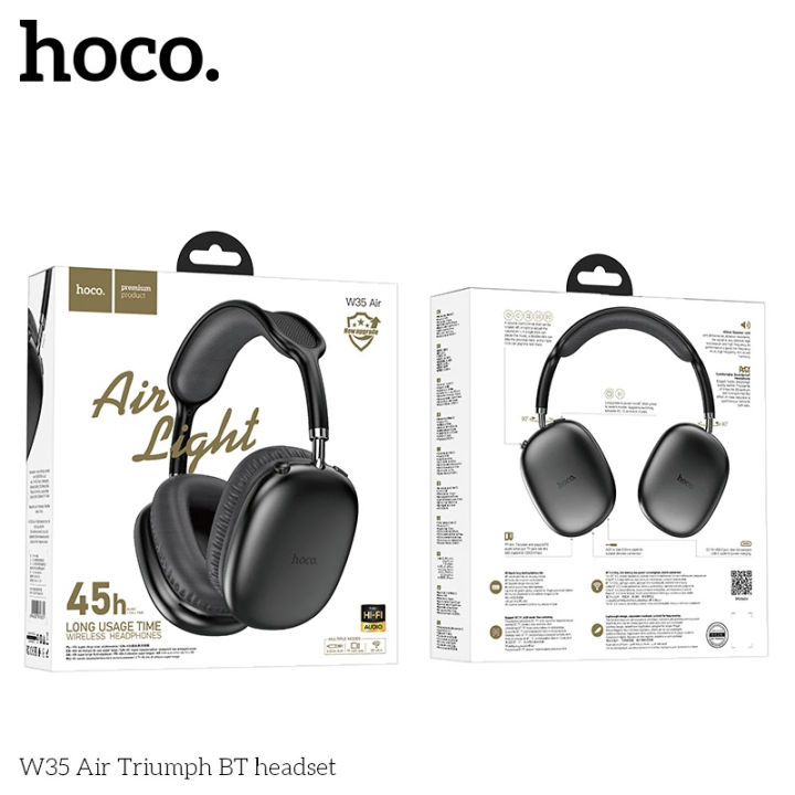 HOCO W35 AIR Bluetooth 5.3 Long 45H Playtime Wireless Headphone - Supports Memory Card Play