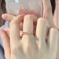 Rose gold star rail ring women's niche design high-end hand ornament light luxury fashion delicate adjustable plain ring ring. 